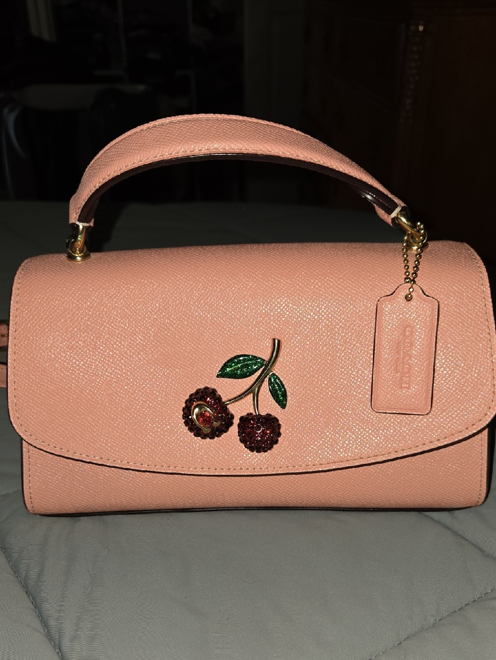 Coach Tilly Satchel 23 With Cherry in Candy Pink